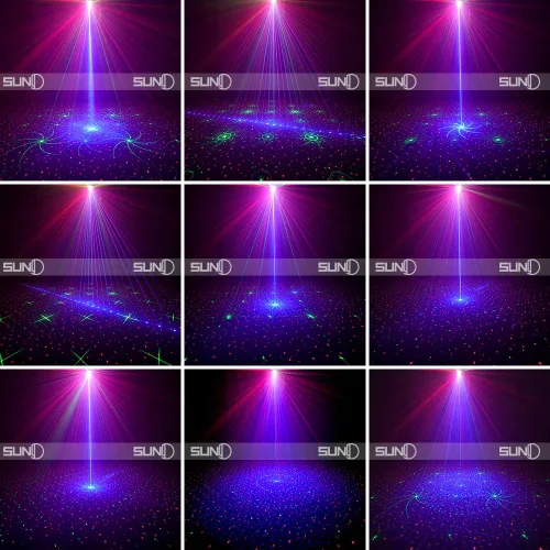 Vista 5 de SUNY - Mini luces de escenario portátiles recargables sin cable, 8 patrones RGB, proyector GOBO, luces de DJ activadas por sonido y música