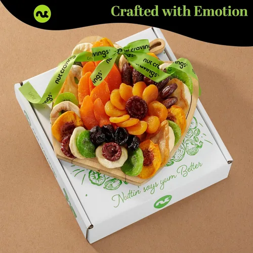 Vista 3 de NUT CRAVINGS - Cesta de regalo con arreglo floral de frutas secas navideñas en cesta de regalo de madera en forma de manzana + bandeja (9 surtido)
