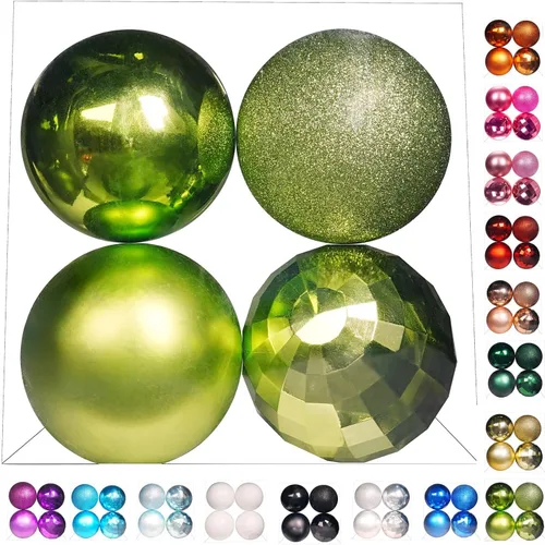 Vista 18 de Emopeak 24 bolas decorativas para árbol de Navidad, 4 estilos inastillables, decoración de árbol de Navidad, esferas colgantes para decoración