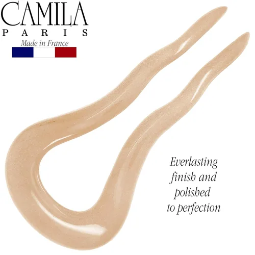 Vista 3 de Camila Paris CP3096 - Pinzas para el cabello con forma de U, color beige, ondulado, para niñas, soporte para moño, flexible y duradero, para mujer