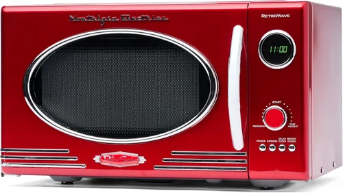 Vista 10 de Nostalgia Mid-Century Retro - Horno de microondas para encimera, grande 900 vatios, 0.9 pies cúbicos, 8 ajustes de cocción preprogramados, reloj