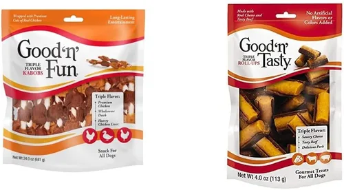 Vista 18 de Good'N'Fun - Brochetas de cuero crudo de triple sabor para perros