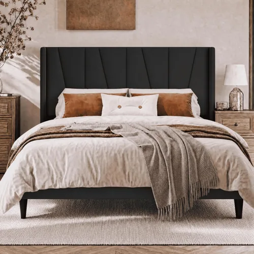 Vista 18 de SHA CERLIN Base de cama tapizada Queen con cabecero, color beige