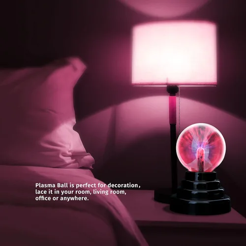 Vista 6 de PowerTRC Bola de Plasma, Lámpara Nocturna de Plasma de 7,6 cm, Globo Sensible al Tacto a USB o Batería, Accesorios para Fiestas, Decoración