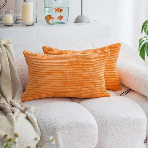 Vista 30 de Demetex Juego de 2 fundas de almohada rosas de 18 x 18 pulgadas, fundas de almohada cuadradas de pana para dormitorio, sala de estar, juego de 2, 18