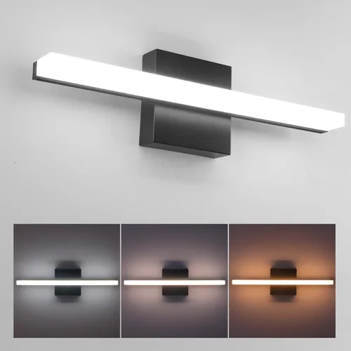 Vista 12 de Lámpara LED de tocador de baño de 16 pulgadas sobre espejo, moderna para interiores, cromada, 10 W, 5000 K, aplique de pared blanco frío para baño