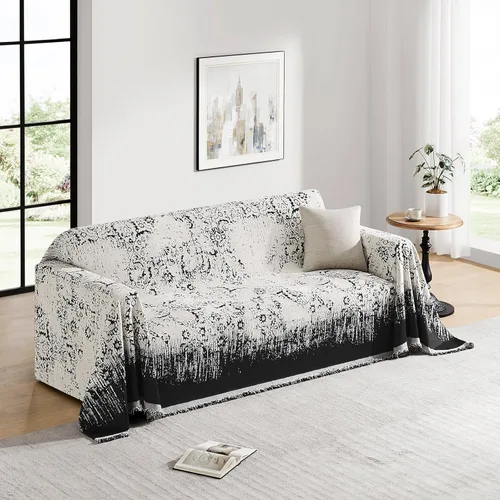 Vista 2 de Funda de sofá lavable para perros, funda para sofá de 2 cojines, funda de sofá modular de felpilla negra en forma de L, protector de muebles