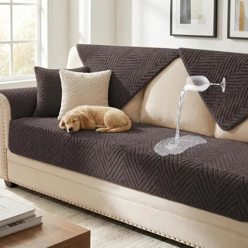 Vista 13 de Turquoize Juego de 2 fundas impermeables para reposabrazos de sofá, antideslizantes, peludas, lavables, gruesas, suaves, fundas protectoras