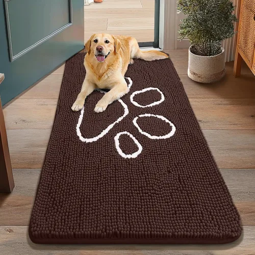 Vista 143 de Smiry Tapete para puerta de perro para patas fangosas, absorbente que atrapa la suciedad, antideslizante, de secado rápido, lavable, tapete