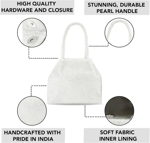 Vista 4 de Aheli Potli - Bolsas de noche para mujer, bolso étnico de novia con cordón (P68), Oro