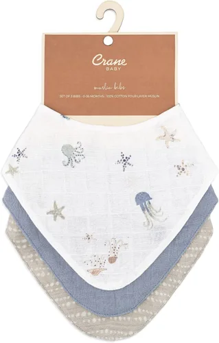 Vista 7 de Crane Baby Soft Baby Bib Set, 100% Cotton Muslin Baby Bibs, Soft and Absorbent Drool Bib For Babies