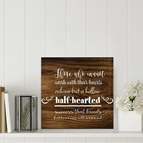 Vista 2 de LITTLEGROVE SEEDS Letrero de madera vintage con texto en inglés «Those Who Cannot Work with Their Hearts»