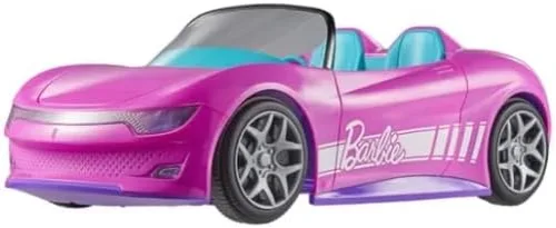 Vista 5 de Hot Wheels Coche convertible Barbie con control remoto con 2 muñecas
