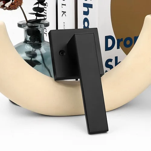 Vista 4 de Probrico Palanca Medio-Simulada Sin Giro en Negro Mate, Barra Cuadrada de Acero Inoxidable Palanca Simulada Individual, Manija Interior de Servicio