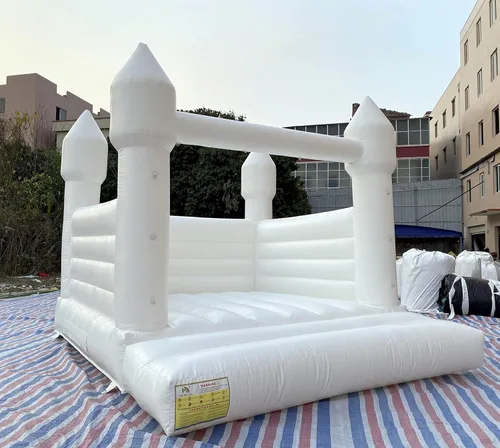 Vista 4 de Inflatable White Bounce House Castle with Air Blower White Jumper Bouncy Castle Wedding Decorations Jumping Bed for Party 13ft x 115ft x 10ft