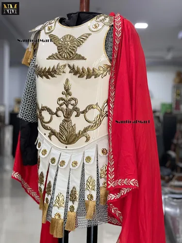 Vista 2 de Blanco Medieval Romano Musculo Coraza Armadura Caballero Pectoral LARP Armadura Disfraz de Halloween, Blanco