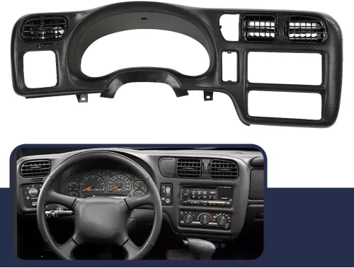 Vista 4 de PIT66 Bisel de tablero de repuesto compatible con Blazer Jimmy Sonoma S10 Bravada 1998-2004 negro (solo compatible con radio DIN individual)