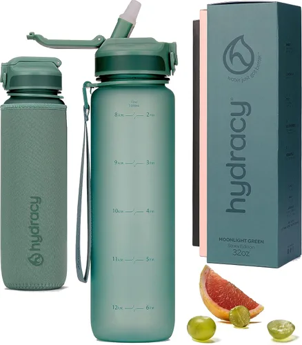 Vista 25 de Hydracy Botella de agua motivacional con marcador de tiempo y tapa con Gris (Space Grey)