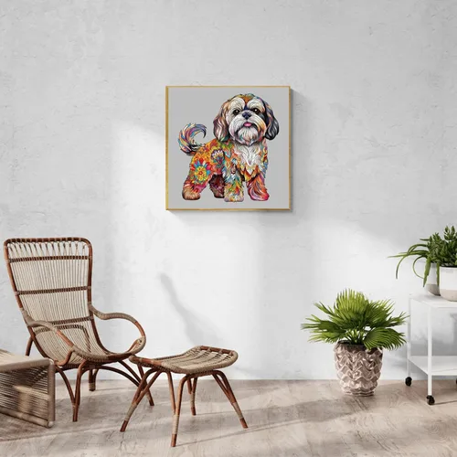Vista 4 de Rompecabezas de madera para adulto, tamaño L, 260 piezas, hermoso rompecabezas con forma de perro Shih Tzu para adultos, rompecabezas de madera