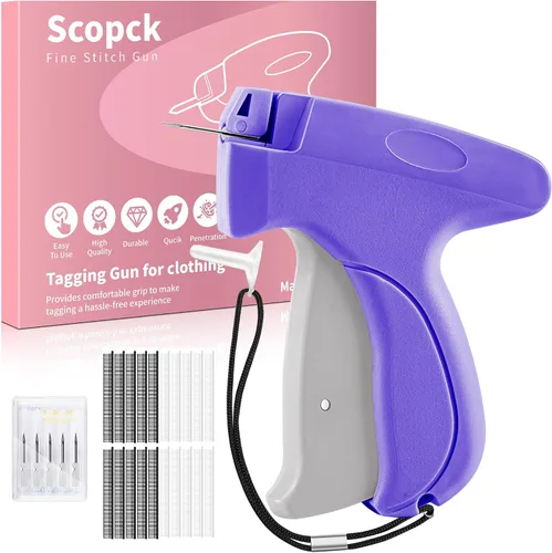 Pistola de puntada para ropa, pistola de puntada de mano, fijador rápido de ropa, mini kit de costura, pistola de micro etiquetado, incluye 6