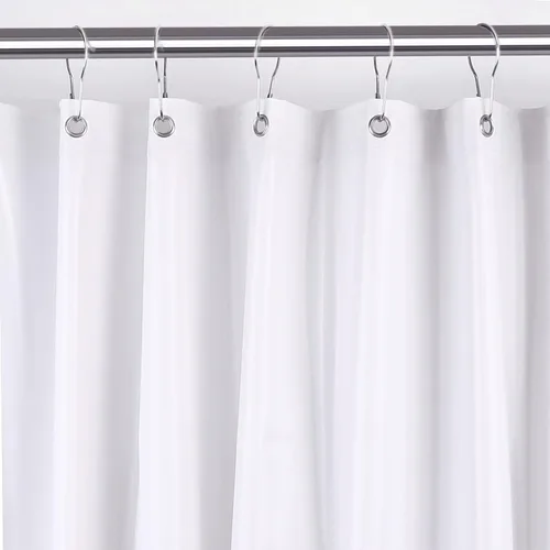 Vista 9 de Cortina de ducha transparente, 72 x 72 pulgadas, vinilo de 0.35 oz, cortina de ducha de plástico resistente, forro de ducha impermeable