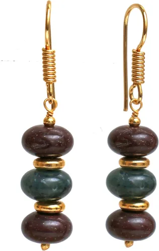 Vista 26 de Gempires - Aretes ligeros con cuentas hechas a mano, hipoalergénicos, chapados en oro, aretes colgantes para mujer