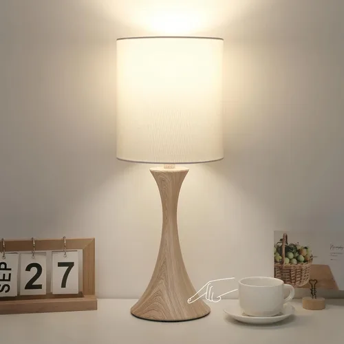 Vista 8 de Seaside village - Lámpara de cabecera regulable, lámpara de mesa de control táctil de 3 vías, lámpara moderna de mesita de noche con pantalla beige