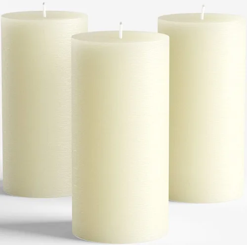 Vista 12 de Melt Candle - Velas de pilar, paquete de 3, velas sin perfume para el hogar, iglesia, bodas y más, 3 x 3 pulgadas, marfil