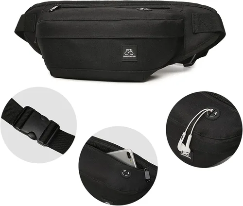 Vista 6 de Riñonera para mujer, cangurera cruzada para mujer con correa ajustable, bolsa de cintura para mujer, para viajes, deportes, correr, senderismo