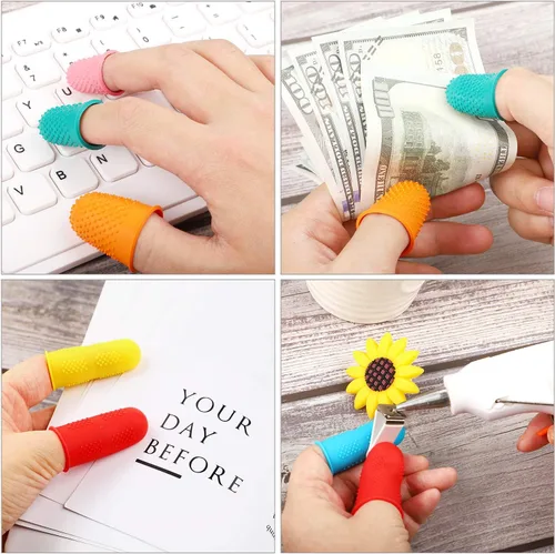 Vista 2 de 32 almohadillas de goma para los dedos, protectores de silicona para dedos calientes, cubierta de oficina con varios tamaños para contar