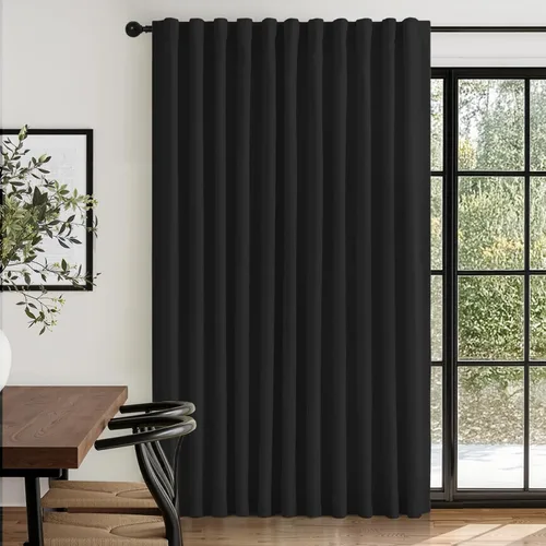 Vista 28 de 100% Blackout Shield Cortinas opacas de lino para dormitorio de 96 pulgadas de largo, con pestaña trasera, bolsillo para barra, cortinas para sala