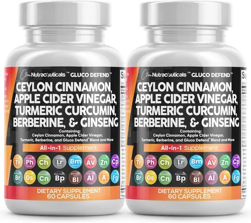 Vista 9 de Clean Nutraceuticals Cápsulas de canela de Ceilán + Berberina Cúrcuma Vinagre de sidra de manzana Ginseng Melón amargo Gymnema Cardo mariano