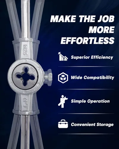 Vista 7 de Juego de 110 piezas de roscas y troqueles, kit de reenhebrado de roscas y troqueles métricos, juego de perseguidores de roscas para cortar roscas