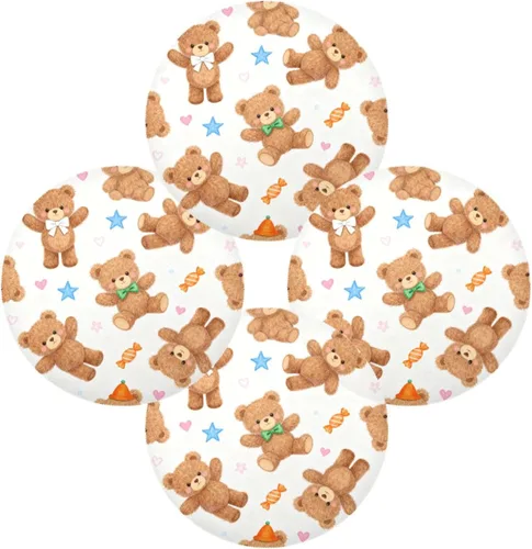 Vista 2 de Cartoon Cute Brown Teddy Bear Round Jute placemats placemat with Plate Set of 4 15x15 in manteles para mesa