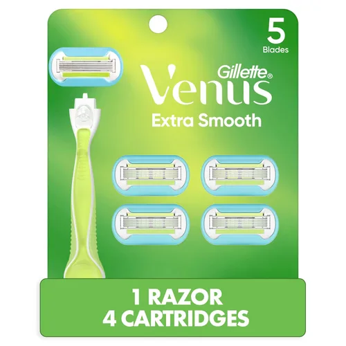 Vista 10 de Gillette Venus Maquinilla de afeitar extra suave para mujer, incluye 1 mango de afeitar reutilizable + 4 repuestos de maquinilla de afeitar de 5