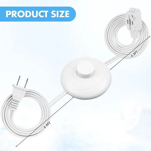 Vista 2 de Xuhal Cable de extensión de interruptor de 2 clavijas de 12 pies y 12 pies, cable de extensión con múltiples tomas de corriente, cable de extensión