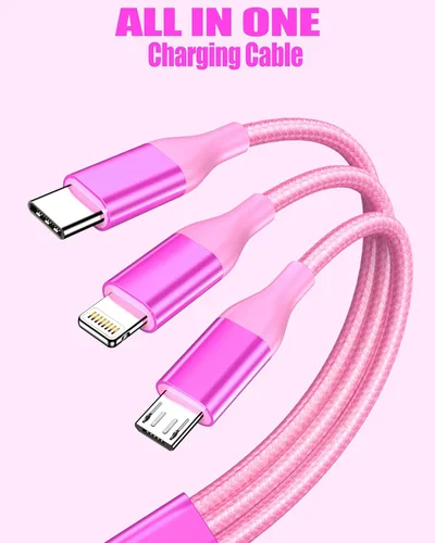 Vista 4 de Cable Lightning para iPhone de 6 pies, paquete de 3 cables de carga USB de alta calidad, certificado Apple MFi de colores para cargador de iPhone