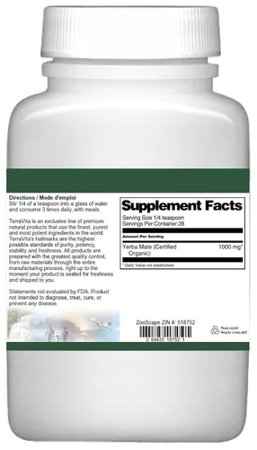 Vista 3 de Yerba Mate (Certificado Orgánico) Polvo (1 oz, ZIN: 518752)