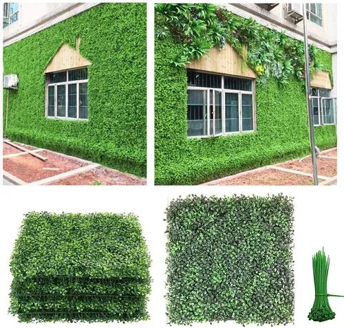 Vista 12 de ZXMOTO Paneles de setos artificiales de boj de 10 x 10 pulgadas, 24 piezas de pantalla de privacidad de vegetación sintética, decoración de pared