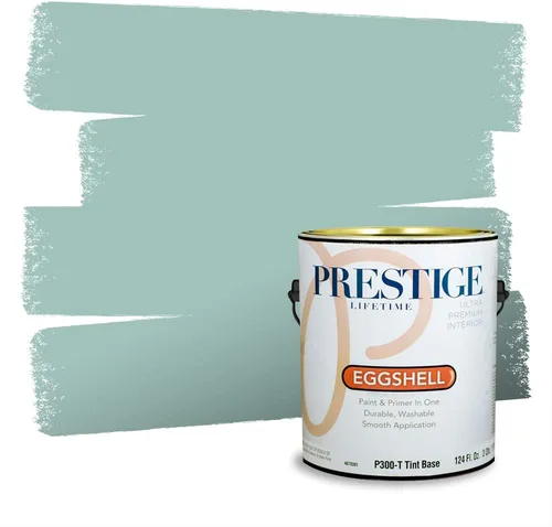 Vista 92 de Prestige Paints - Pintura exterior e imprimación en uno, 1 galón, plano, coincidencia comparable con Behr Misty Isle, P500-N-MQ5-62