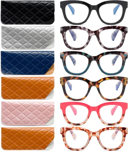 Vista 11 de 3 Pack Oversize Square Design Reading Glasses for Women, Blue Light Blocking Computer Reader