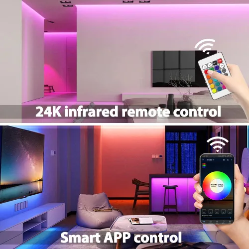 Vista 2 de COB LED Strip Light Kit, Dimmable LED Tape Light RGB 6.56ft 576LEDs/M, 24V Music Sync Flexible Light Strip APP and Remote Control for Bedroom