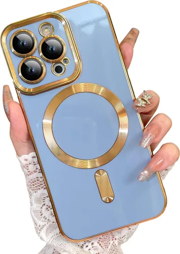 Vista 27 de OOK Funda magnética para iPhone 11 [Compatible con MagSafe] Protector completo de lente de cámara, borde electroplateado dorado, suave TPU a prueba