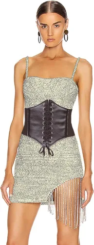 Vista 6 de Glamorstar Cinturón de corsé para mujer, cinturón ancho elástico atado de avispa, cinturones de cintura de cuero con cordones para vestidos de mujer
