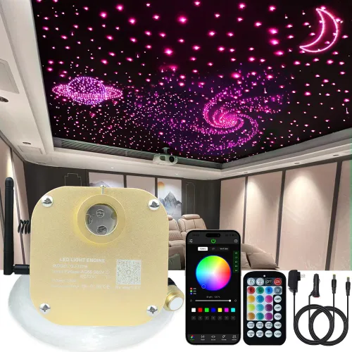 FIREWORK Twinkle - Kit de techo RGBW Starlight de 16 W, 360 piezas, luces de estrella de fibra óptica mixtas de 9.8 pies para techo de coche y hogar