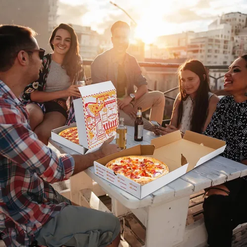 Vista 6 de ZEAYEA Paquete de 40 cajas de pizza de 10 x 10 pulgadas, cajas de cartón blanco para pizza, resistentes a la grasa, recipientes de alimentos