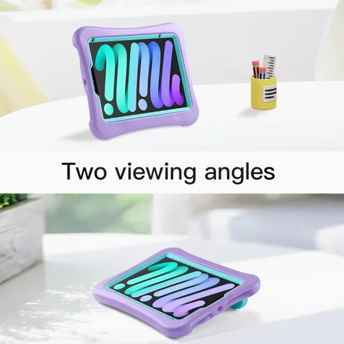 Vista 31 de Funda para Niños para iPad mini 7 (A17 Pro) 2024/iPad Mini6 2021, Peso Ligero Resistente/A Prueba de Golpes/A Prueba de Caídas con Asa/Soporte