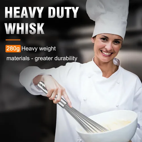 Vista 4 de Walfos Batidor, Batidores Grandes de 14 pulgadas, Batidor de Alambre de Acero Inoxidable Resistente para Mezclar, Batir y Golpear. Adecuado