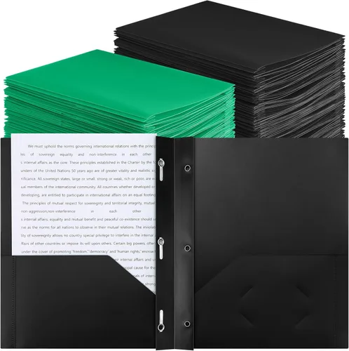 Vista 15 de Cholemy Paquete de 72 carpetas de bolsillo con puntas, carpetas de plástico resistente con ranura para tarjetas de visita, sujetadores de 3 puntas