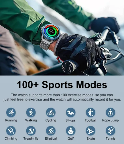 Vista 4 de LIGE Relojes inteligentes para hombre, 1.43 pulgadas AMOLED reloj inteligente con llamadas Bluetooth, mensajes de empuje, más de 100 modos